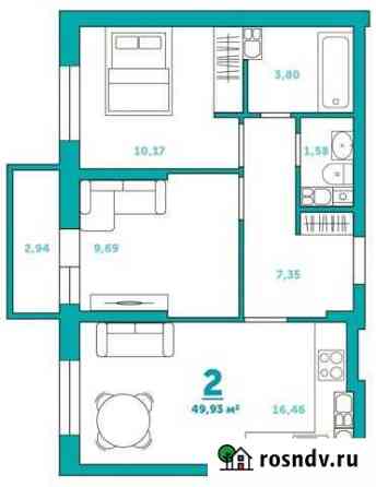 2-комнатная квартира, 50 м², 1/9 эт. на продажу в Туле Тула