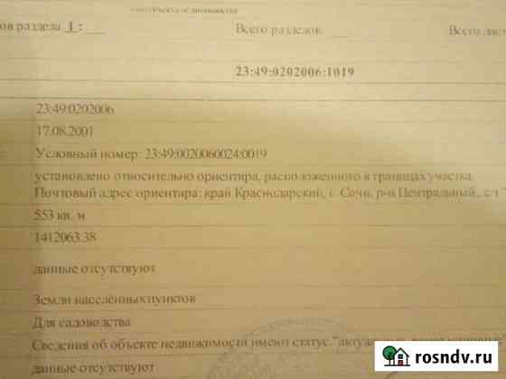 Участок СНТ, ДНП 6 сот. на продажу в Сочи Сочи