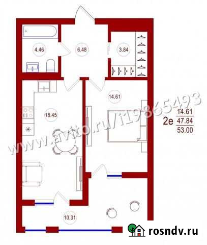 1-комнатная квартира, 53 м², 4/17 эт. на продажу в Воронеже Воронеж - изображение 1