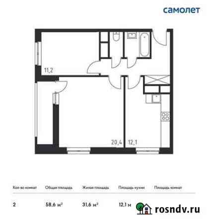 2-комнатная квартира, 58.6 м², 31/32 эт. на продажу в Одинцово Одинцово