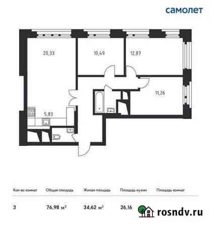 3-комнатная квартира, 77 м², 32/33 эт. на продажу в Одинцово Одинцово