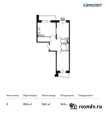 2-комнатная квартира, 60.4 м², 17/17 эт. на продажу в Красногорске Московской области Красногорск - изображение 1