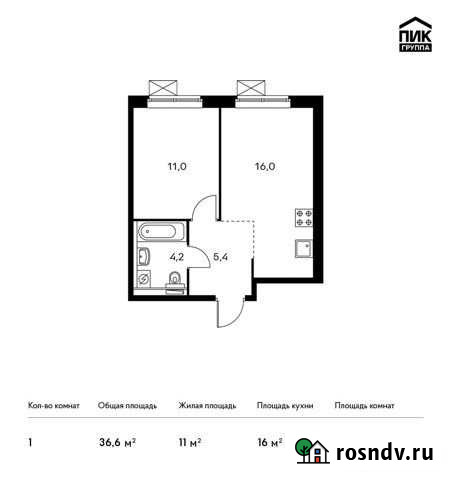 1-комнатная квартира, 36.6 м², 14/25 эт. на продажу в Мытищах Мытищи - изображение 1