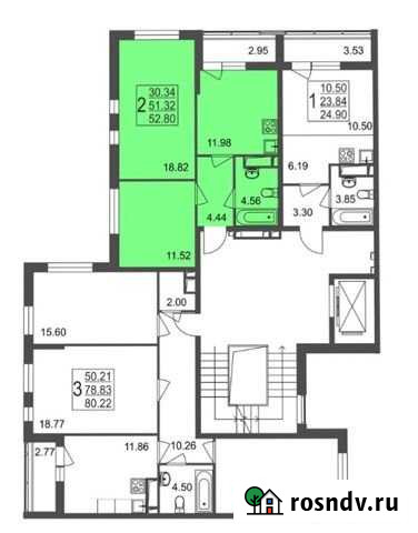 2-комнатная квартира, 52.8 м², 3/8 эт. на продажу в Красногорске Московской области Красногорск - изображение 1