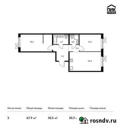 2-комнатная квартира, 67.9 м², 13/13 эт. на продажу в Мытищах Мытищи