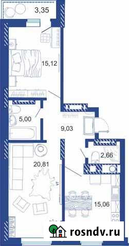 2-комнатная квартира, 69.3 м², 4/16 эт. на продажу в Астрахани Астрахань - изображение 1