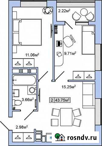 2-комнатная квартира, 43.8 м², 3/5 эт. на продажу в Янино-1 Янино-1 - изображение 1