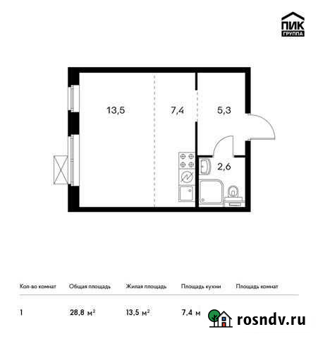 Квартира-студия, 28.8 м², 2/14 эт. на продажу в Люберцах Люберцы - изображение 1