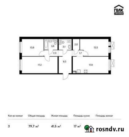 3-комнатная квартира, 79.7 м², 2/25 эт. на продажу в Балашихе Балашиха