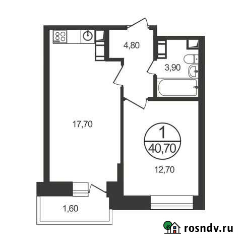1-комнатная квартира, 40.7 м², 8/17 эт. на продажу в Люберцах Люберцы - изображение 1