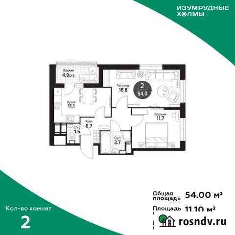 2-комнатная квартира, 54 м², 24/25 эт. на продажу в Красногорске Московской области Красногорск