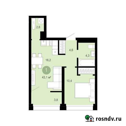 1-комнатная квартира, 43.2 м², 8/10 эт. на продажу в Новосибирске Новосибирск - изображение 1
