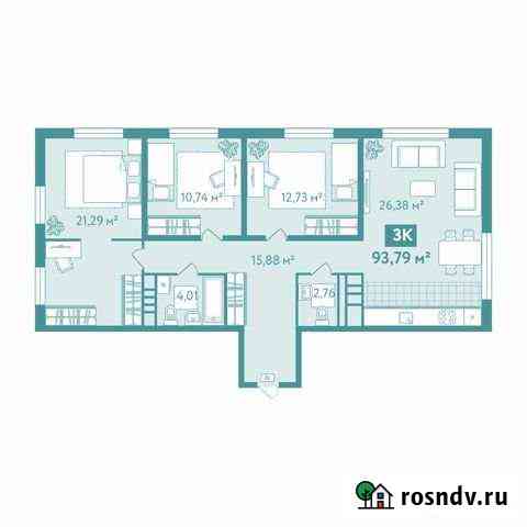 3-комнатная квартира, 93.8 м², 4/10 эт. на продажу в Тюмени Тюмень