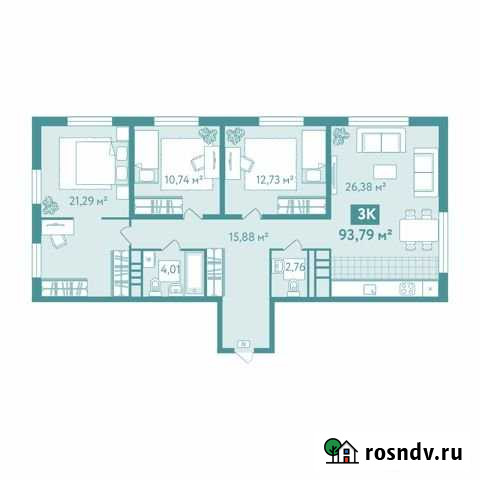 3-комнатная квартира, 93.8 м², 4/10 эт. на продажу в Тюмени Тюмень - изображение 1