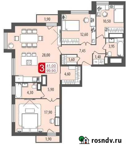 4-комнатная квартира, 100 м², 15/19 эт. на продажу в Москве Москва - изображение 1