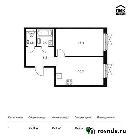 1-комнатная квартира, 42.3 м², 24/25 эт. на продажу в Люберцах Люберцы - изображение 1