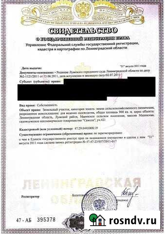 Участок СНТ, ДНП 9 сот. на продажу в Толмачево Ленинградской области Толмачево - изображение 1