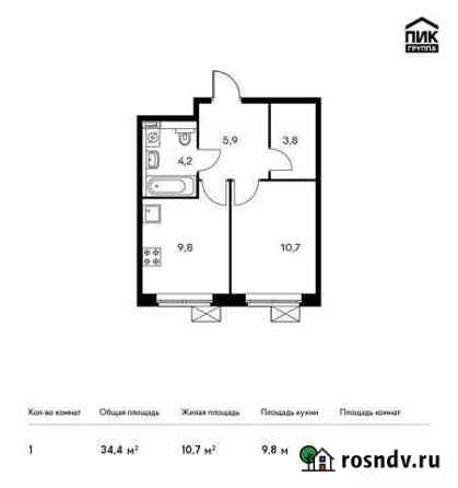 1-комнатная квартира, 34.4 м², 13/13 эт. на продажу в Мытищах Мытищи
