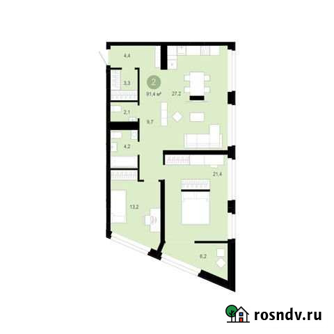 2-комнатная квартира, 91.4 м², 7/9 эт. на продажу в Тюмени Тюмень - изображение 1