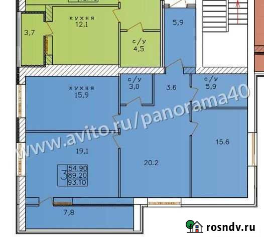 3-комнатная квартира, 93 м², 4/5 эт. на продажу в Калуге Калуга - изображение 1