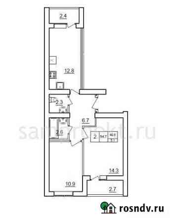 2-комнатная квартира, 54.7 м², 4/6 эт. на продажу в Самаре Самара