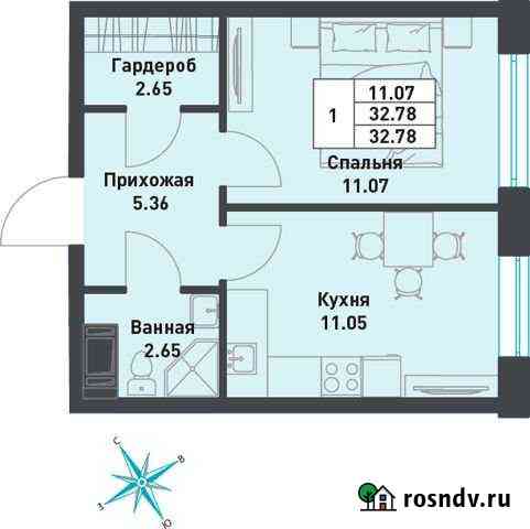 1-комнатная квартира, 32.8 м², 1/9 эт. на продажу в поселке Свердлова Свердлова