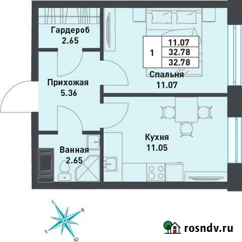 1-комнатная квартира, 32.8 м², 1/9 эт. на продажу в поселке Свердлова Свердлова - изображение 1