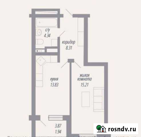 1-комнатная квартира, 42 м², 5/15 эт. на продажу в Батайске Батайск - изображение 1
