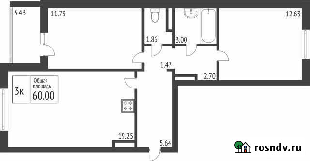 2-комнатная квартира, 60 м², 12/17 эт. на продажу в Липецке Липецк - изображение 1