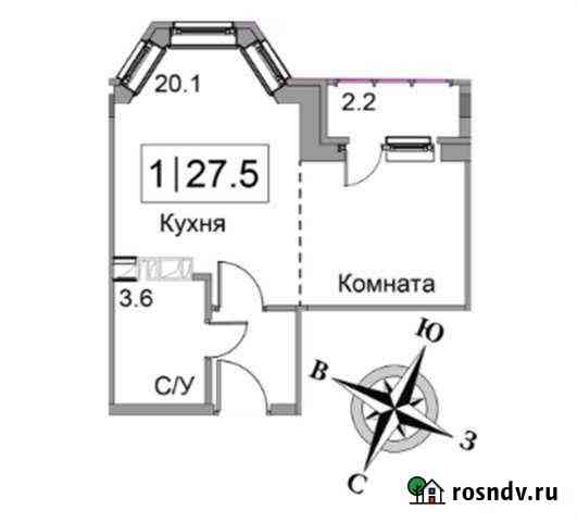 Квартира-студия, 27.5 м², 5/5 эт. на продажу в Старой Купавне Старая Купавна
