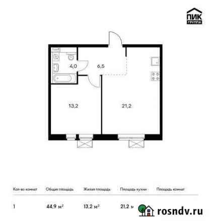 1-комнатная квартира, 44.9 м², 14/14 эт. на продажу в Люберцах Люберцы