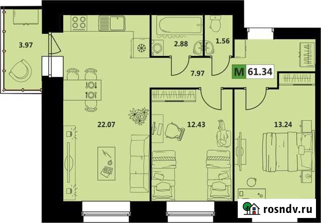 3-комнатная квартира, 61 м², 2/5 эт. на продажу в Северодвинске Северодвинск - изображение 1