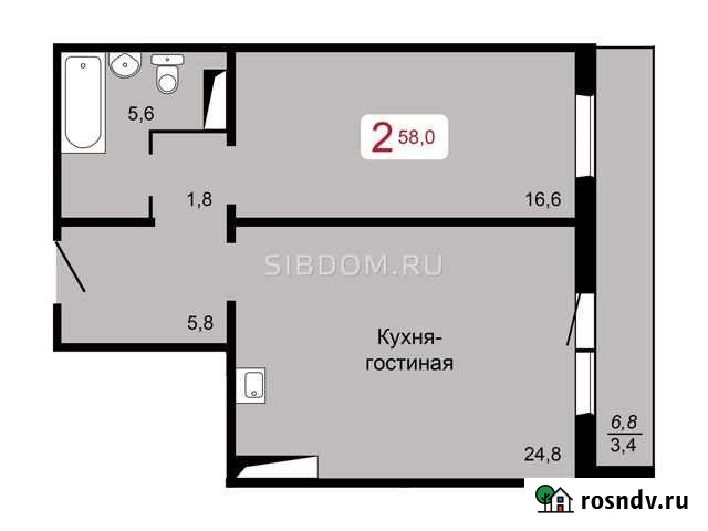2-комнатная квартира, 58 м², 5/17 эт. на продажу в Красноярске Красноярск - изображение 1