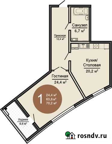 1-комнатная квартира, 70.2 м², 13/19 эт. на продажу в Новороссийске Новороссийск - изображение 1