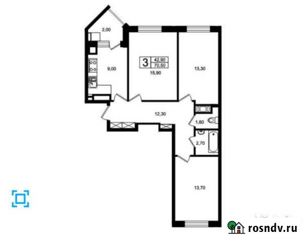 3-комнатная квартира, 71 м², 6/7 эт. на продажу в Светлогорске Светлогорск - изображение 1
