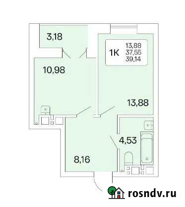 1-комнатная квартира, 39.1 м², 12/25 эт. на продажу в Новосибирске Новосибирск - изображение 1