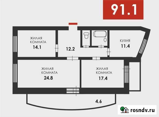 3-комнатная квартира, 92.5 м², 5/17 эт. на продажу в Благовещенске Амурской области Благовещенск - изображение 1