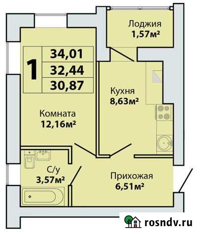 1-комнатная квартира, 34 м², 2/10 эт. на продажу в Калининграде Калининград - изображение 1
