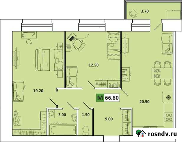 3-комнатная квартира, 67 м², 2/10 эт. на продажу в Архангельске Архангельск - изображение 1