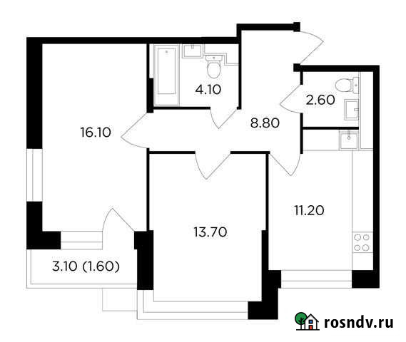 2-комнатная квартира, 58.1 м², 18/18 эт. на продажу в Мытищах Мытищи - изображение 1