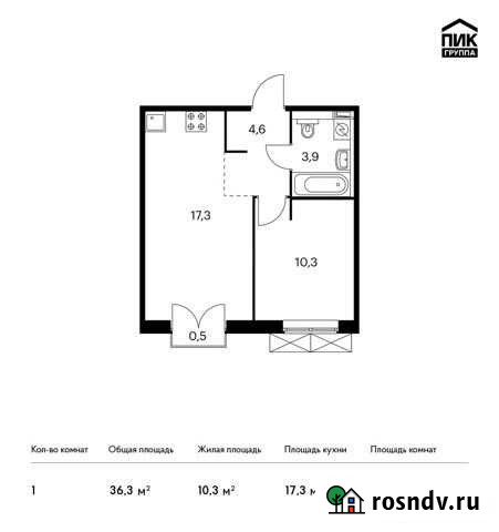 1-комнатная квартира, 36.3 м², 5/9 эт. на продажу в Московском Московской области Московский - изображение 1