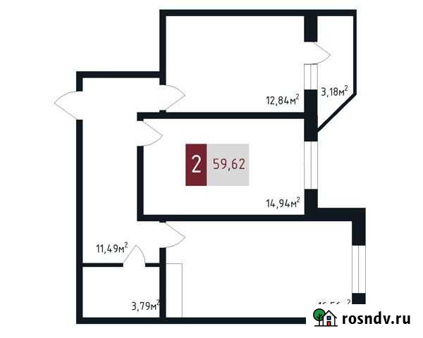 2-комнатная квартира, 59.6 м², 12/12 эт. на продажу в Новороссийске Новороссийск - изображение 1