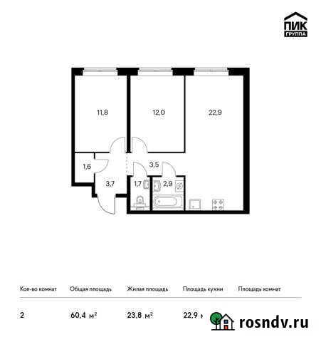 2-комнатная квартира, 60.4 м², 1/14 эт. на продажу в Мытищах Мытищи - изображение 1