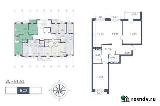 3-комнатная квартира, 81.6 м², 10/10 эт. на продажу в Новосибирске Новосибирск