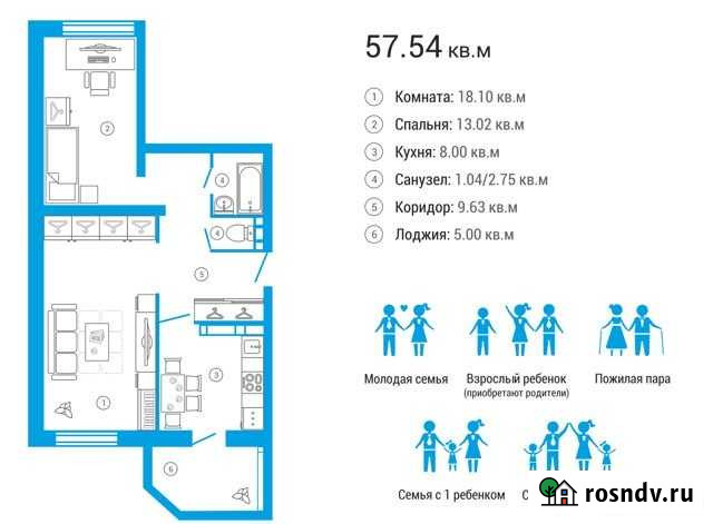 2-комнатная квартира, 58 м², 10/13 эт. на продажу в Астрахани Астрахань - изображение 1