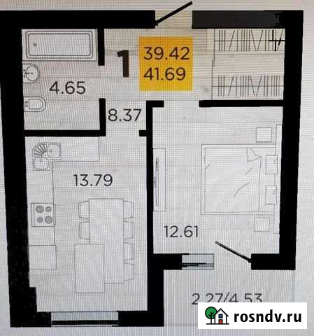 1-комнатная квартира, 42 м², 2/4 эт. на продажу в Калининграде Калининград - изображение 1