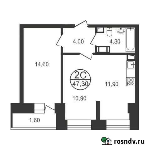 2-комнатная квартира, 47.3 м², 15/17 эт. на продажу в Люберцах Люберцы - изображение 1