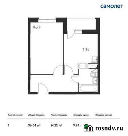 1-комнатная квартира, 36 м², 13/17 эт. на продажу в Видном Видное