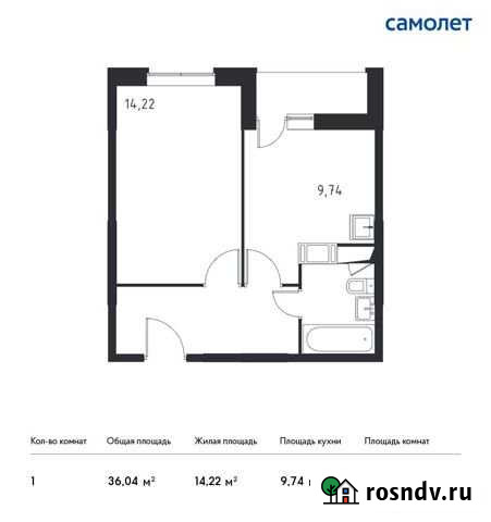 1-комнатная квартира, 36 м², 13/17 эт. на продажу в Видном Видное - изображение 1