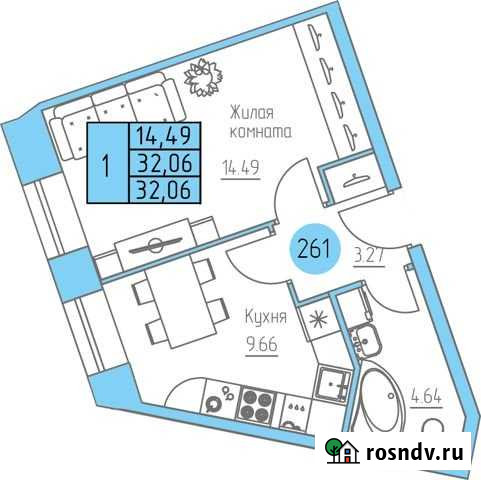 1-комнатная квартира, 32.1 м², 1/9 эт. на продажу в Ижевске Ижевск - изображение 1